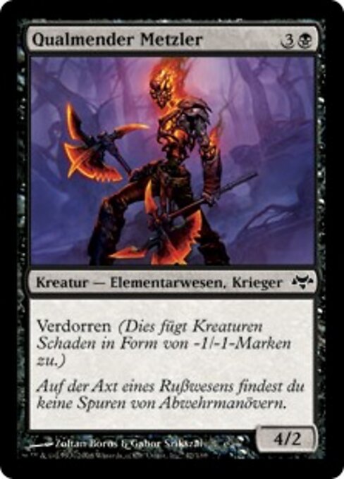 Qualmender Metzler (Smoldering Butcher) - Eventide (#42) - Illustrated by Zoltan Boros & Gabor Szikszai - Magic: The Gathering Card