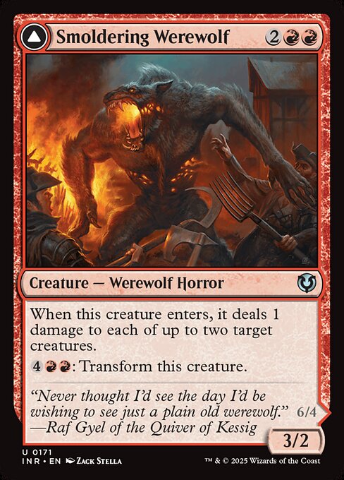 Smoldering Werewolf // Erupting Dreadwolf - Innistrad Remastered Magic card