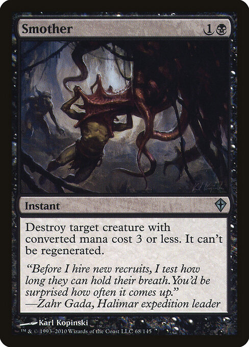 Smother - Worldwake (#68) - Illustrated by Karl Kopinski - Magic: The Gathering Card