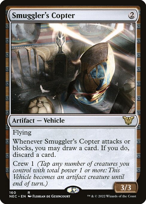 Smuggler's Copter - Neon Dynasty Commander (#160) - Illustrated by Florian de Gesincourt - Magic: The Gathering Card