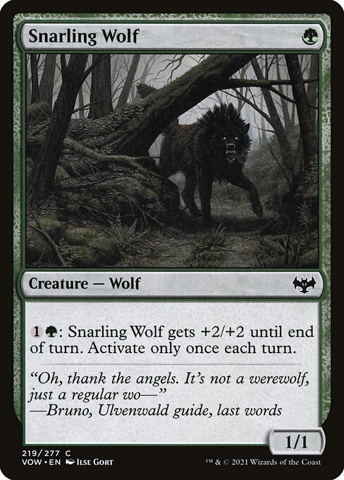 Snarling Wolf - Innistrad: Crimson Vow (#219) - Illustrated by Ilse Gort - Magic: The Gathering Card