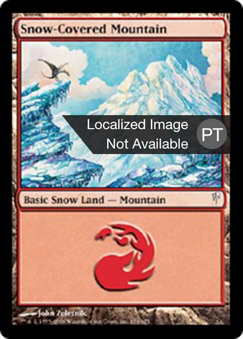 冠雪の山 (Snow-Covered Mountain) - Coldsnap (#154) - Illustrated by John Zeleznik - Magic: The Gathering Card