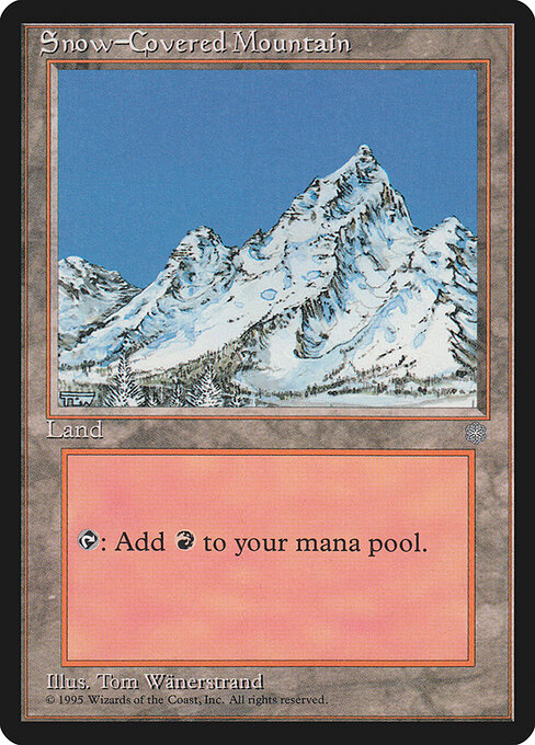 Montanha da Neve (Snow-Covered Mountain) - Coldsnap (#154) - Illustrated by John Zeleznik - Magic: The Gathering Card