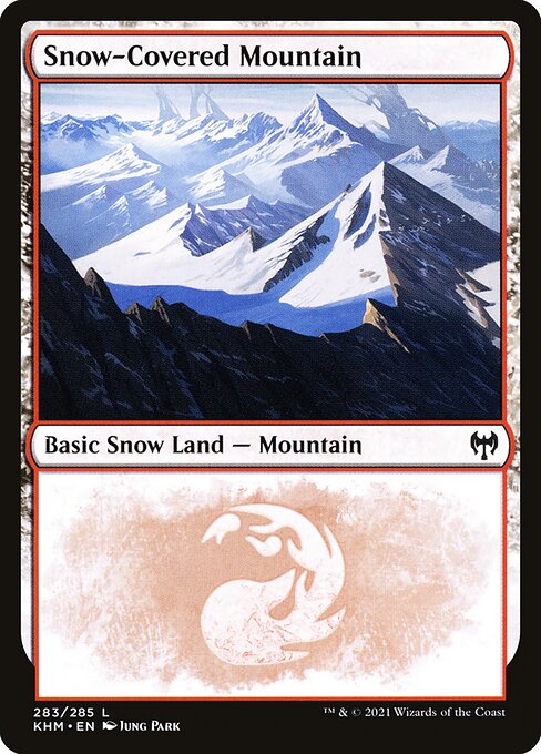 Verschneites Gebirge (Snow-Covered Mountain) - Kaldheim (#283) - Illustrated by Jung Park - Magic: The Gathering Card