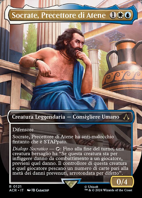 アテナイの教師、ソクラテス (Sokrates, Athenian Teacher) - Assassin's Creed (#67) - Illustrated by Alice Xia Zhang - Magic: The Gathering Card