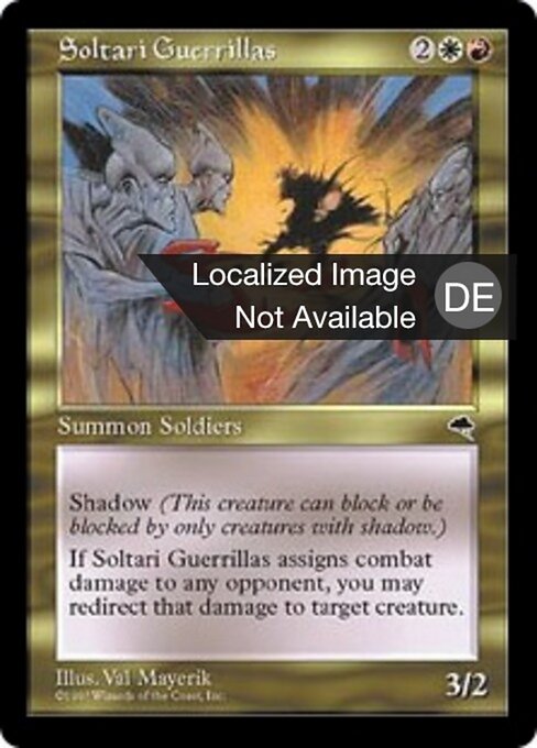 サルタリーのゲリラ (Soltari Guerrillas) - Tempest (#272) - Illustrated by Val Mayerik - Magic: The Gathering Card