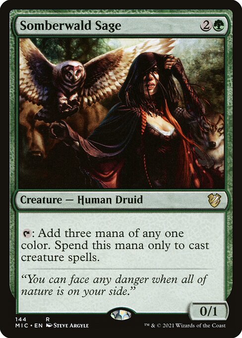 Sabia de Somberwald (Somberwald Sage) - Midnight Hunt Commander (#144) - Illustrated by Steve Argyle - Magic: The Gathering Card