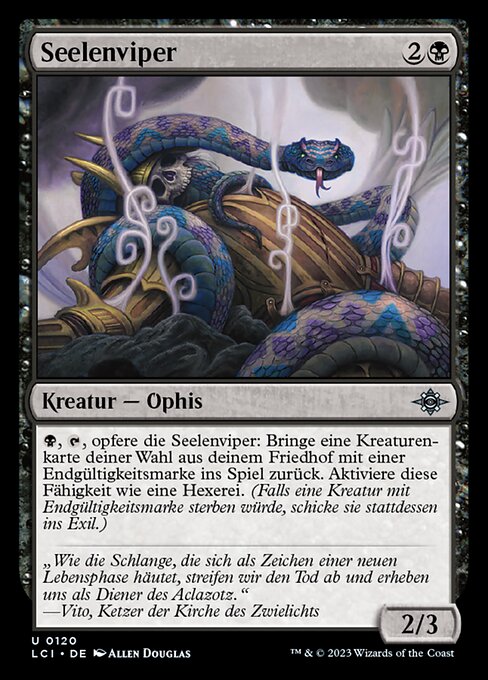 Seelenviper (Soulcoil Viper) - The Lost Caverns of Ixalan (#120) - Illustrated by Allen Douglas - Magic: The Gathering Card