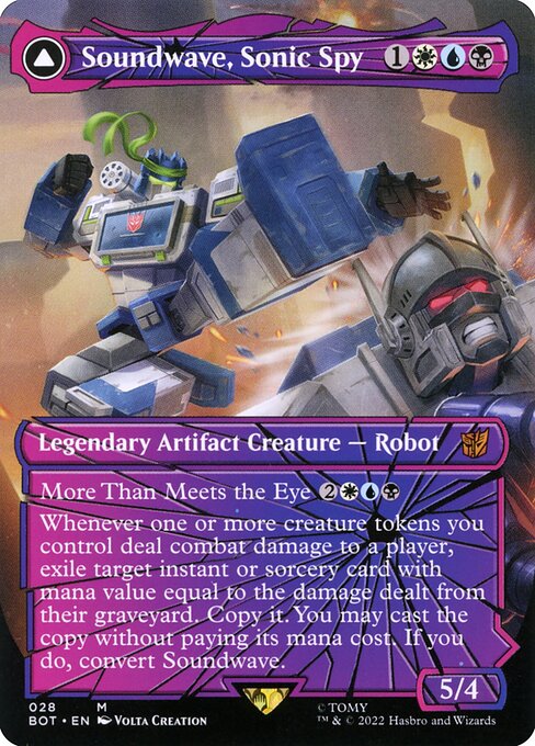Soundwave, Sonic Spy // Soundwave, Superior Captain - Transformers (#28) - Illustrated by Volta Creation - Magic: The Gathering Card