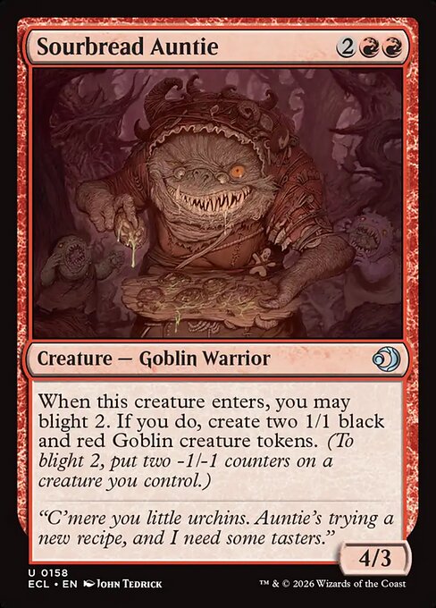 サワーブレッドの婆 (Sourbread Auntie) - Lorwyn Eclipsed (#158) - Illustrated by John Tedrick - Magic: The Gathering Card