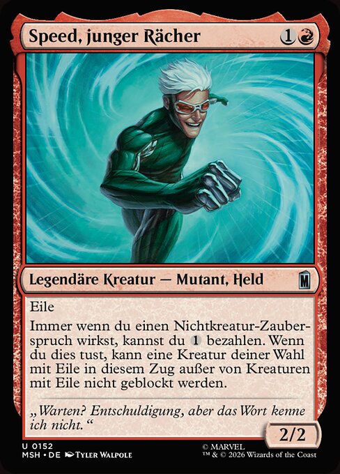 Speed, Giovane Vendicatore (Speed, Young Avenger) - Marvel Super Heroes (#152) - Illustrated by Tyler Walpole - Magic: The Gathering Card