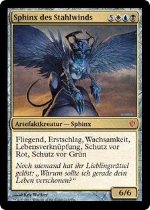 Sfinge del Vento d'Acciaio (Sphinx of the Steel Wind) - Commander 2013 (#217) - Illustrated by Kev Walker - Magic: The Gathering Card