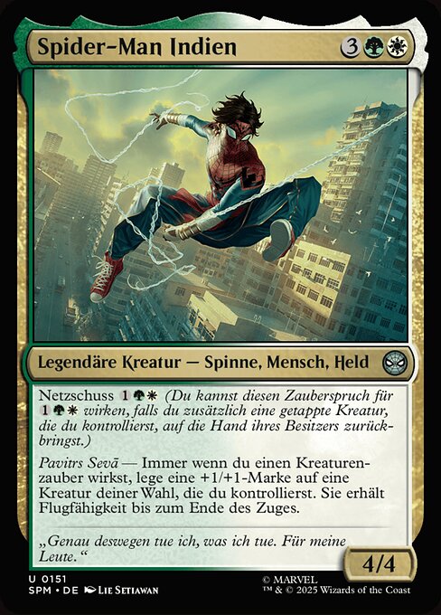 Spider-Man Indien (Spider-Man India) - Marvel's Spider-Man (#151) - Illustrated by Lie Setiawan - Magic: The Gathering Card