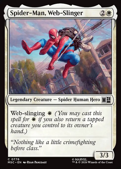 Spider-Man, Web-Slinger - Marvel Super Heroes Commander (#776) - Illustrated by Ryan Pancoast - Magic: The Gathering Card