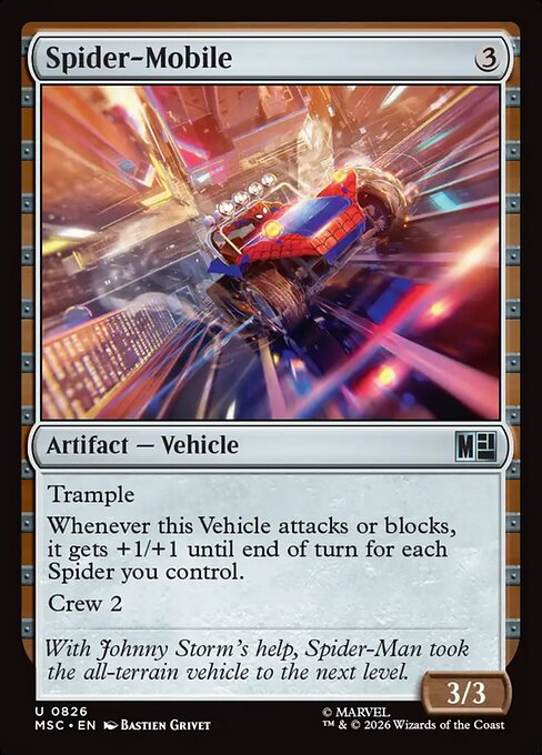 Spider-Mobile - Marvel Super Heroes Commander (#826) - Illustrated by Bastien Grivet - Magic: The Gathering Card