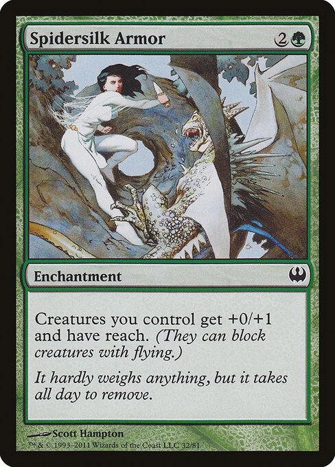 Spidersilk Armor - Duel Decks: Knights vs. Dragons (#32) - Illustrated by Scott Hampton - Magic: The Gathering Card
