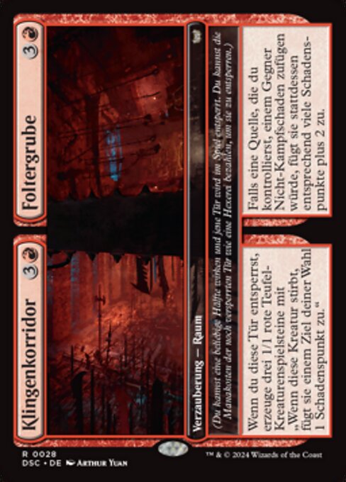 Spiked Corridor // Torture Pit - Duskmourn: House of Horror Commander (#28) - Illustrated by Arthur Yuan - Magic: The Gathering Card