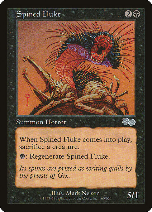 Spined Fluke - Urza's Saga (#160) - Illustrated by Mark A. Nelson - Magic: The Gathering Card