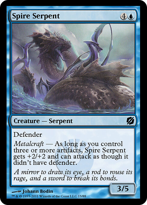 Витой Змей (Spire Serpent) - Mirrodin Besieged (#32) - Illustrated by Johann Bodin - Magic: The Gathering Card