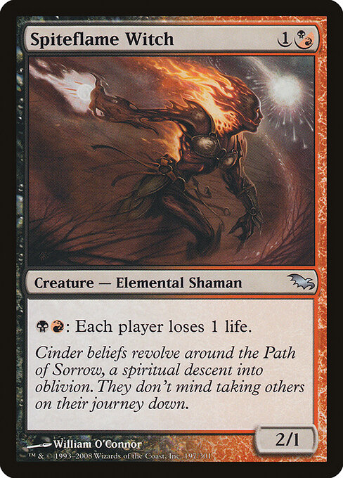 Strega della Fiamma Dispettosa (Spiteflame Witch) - Shadowmoor (#197) - Illustrated by William O'Connor - Magic: The Gathering Card