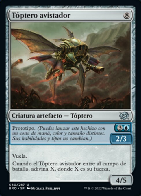 Tóptero avistador (Spotter Thopter) - The Brothers' War (#80) - Illustrated by Michael Phillippi - Magic: The Gathering Card