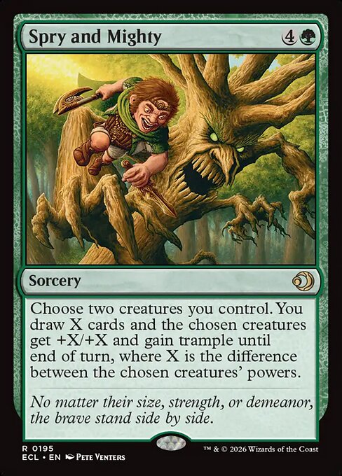Muscoli e Cervello (Spry and Mighty) - Lorwyn Eclipsed (#195) - Illustrated by Pete Venters - Magic: The Gathering Card
