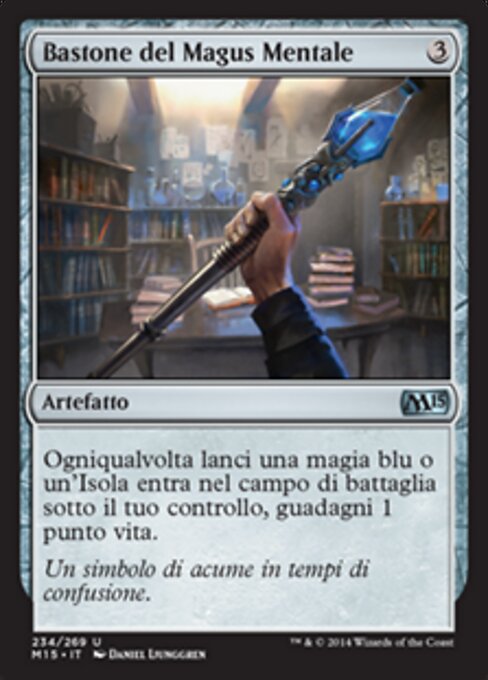 Bastone del Magus Mentale (Staff of the Mind Magus) - Magic 2014 (#221) - Illustrated by Daniel Ljunggren - Magic: The Gathering Card