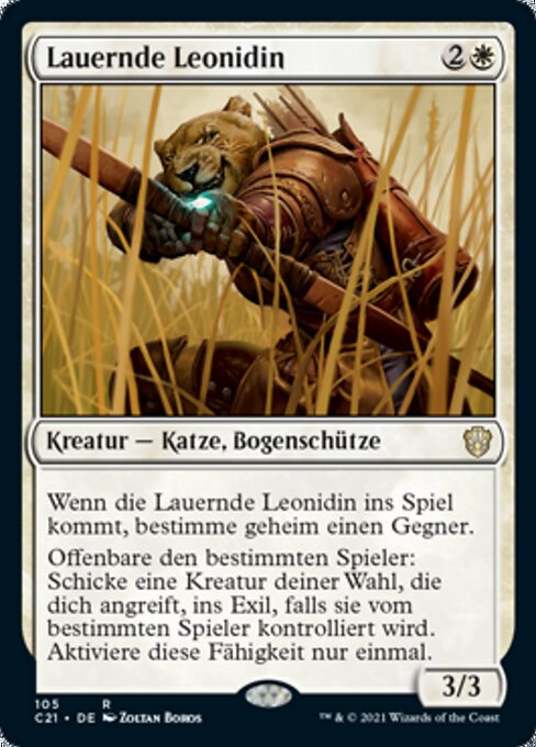 Lauernde Leonidin (Stalking Leonin) - Commander 2021 (#105) - Illustrated by Zoltan Boros - Magic: The Gathering Card