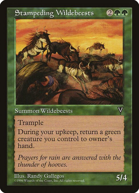 Estampida de fauna salvaje (Stampeding Wildebeests) - Visions (#121) - Illustrated by Randy Gallegos - Magic: The Gathering Card