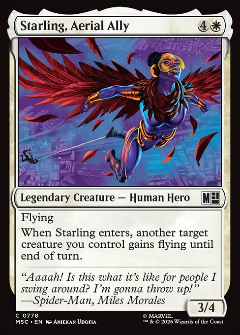 Starling, Aerial Ally - Marvel Super Heroes Commander (#778) - Illustrated by Aniekan Udofia - Magic: The Gathering Card