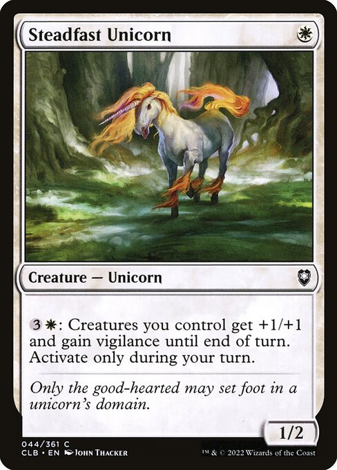 Steadfast Unicorn - Commander Legends: Battle for Baldur's Gate (#44) - Illustrated by John Thacker - Magic: The Gathering Card