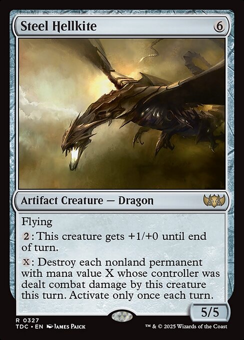 Steel Hellkite - Tarkir: Dragonstorm Commander (#327) - Illustrated by James Paick - Magic: The Gathering Card