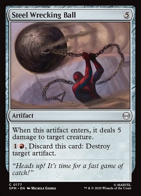 Steel Wrecking Ball - Marvel's Spider-Man (#177) - Illustrated by Michele Giorgi - Magic: The Gathering Card
