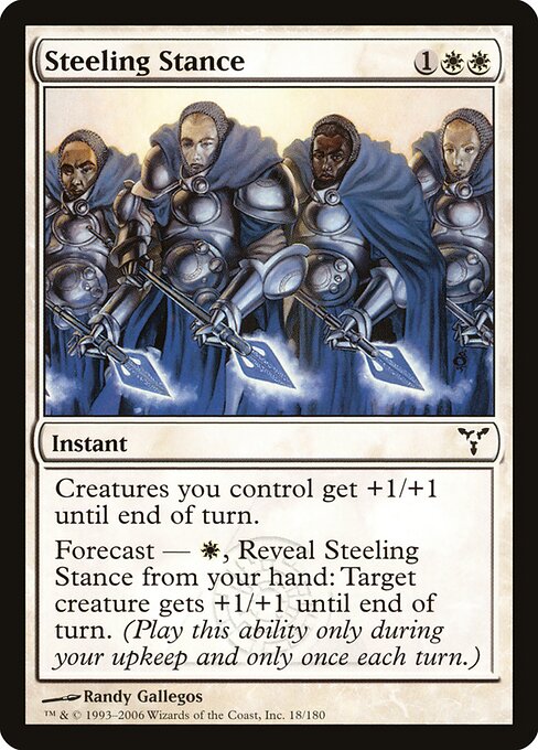 坚定如钢 (Steeling Stance) - Dissension (#18) - Illustrated by Randy Gallegos - Magic: The Gathering Card