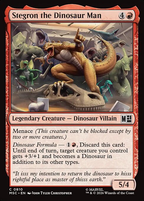 Stegron the Dinosaur Man - Marvel Super Heroes Commander (#810) - Illustrated by John Tyler Christopher - Magic: The Gathering Card