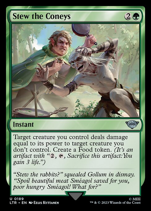 Kaninchen schmoren (Stew the Coneys) - The Lord of the Rings: Tales of Middle-earth (#189) - Illustrated by Eelis Kyttanen - Magic: The Gathering Card