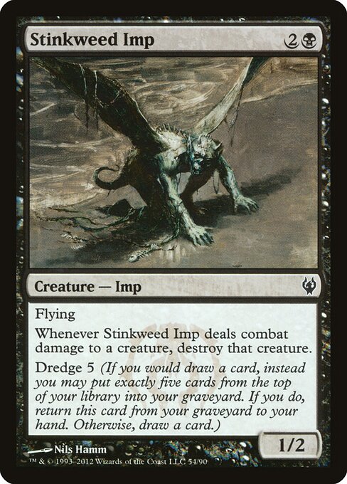 臭い草のインプ (Stinkweed Imp) - Duel Decks: Izzet vs. Golgari (#54) - Illustrated by Nils Hamm - Magic: The Gathering Card