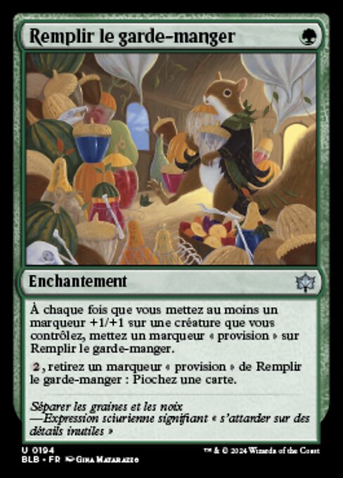 食糧庫の備蓄 (Stocking the Pantry) - Bloomburrow (#194) - Illustrated by Gina Matarazzo - Magic: The Gathering Card