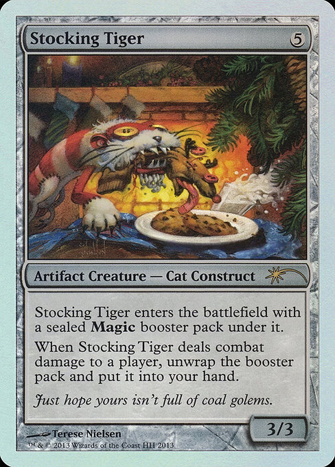 Stocking Tiger - Happy Holidays (#13†) - Illustrated by Terese Nielsen - Magic: The Gathering Card