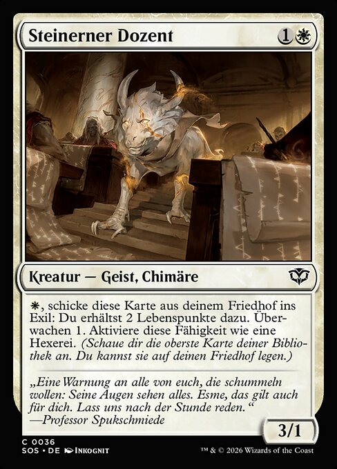 Docente di Pietra (Stone Docent) - Secrets of Strixhaven (#36) - Illustrated by Inkognit - Magic: The Gathering Card