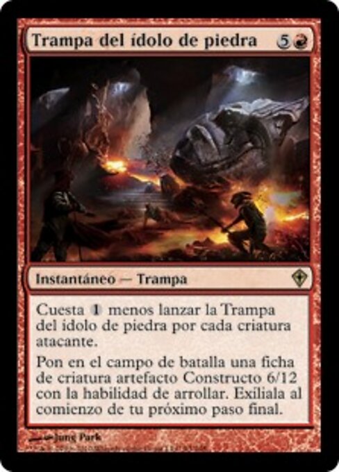 Trampa del ídolo de piedra (Stone Idol Trap) - Worldwake (#93) - Illustrated by Jung Park - Magic: The Gathering Card