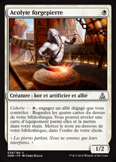 石鍛冶の見習い (Stoneforge Acolyte) - Oath of the Gatewatch (#38) - Illustrated by Chris Rallis - Magic: The Gathering Card