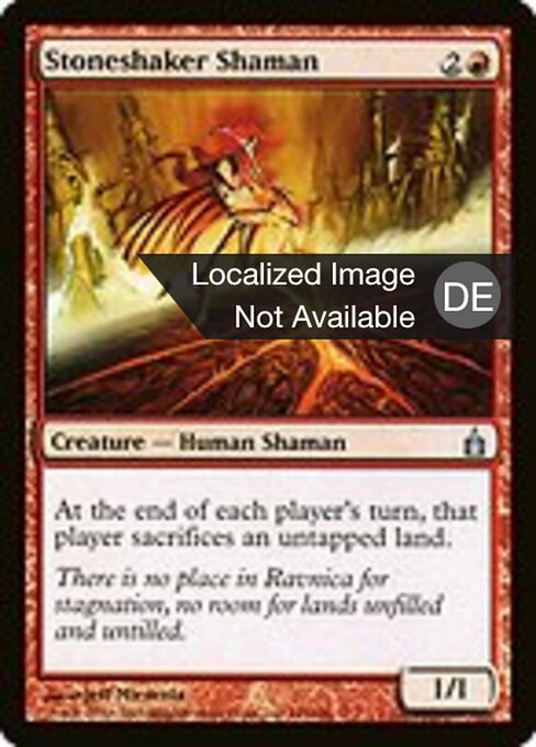 Chamán sacudepiedra (Stoneshaker Shaman) - Ravnica: City of Guilds (#145) - Illustrated by Jeff Miracola - Magic: The Gathering Card