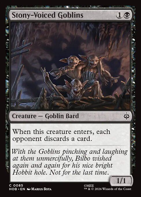 Steinstimmen-Goblins (Stony-Voiced Goblins) - The Hobbit (#85) - Illustrated by Marius Bota - Magic: The Gathering Card