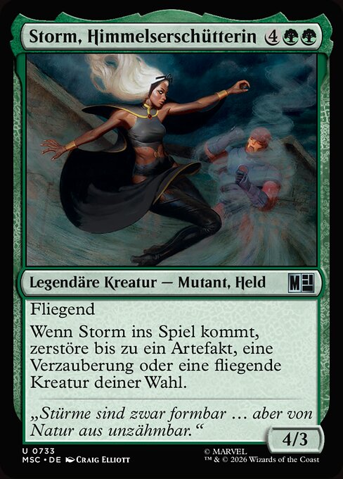 天空を揺るがす者、ストーム (Storm, Shaker of Skies) - Marvel Super Heroes Commander (#733) - Illustrated by Craig Elliott - Magic: The Gathering Card