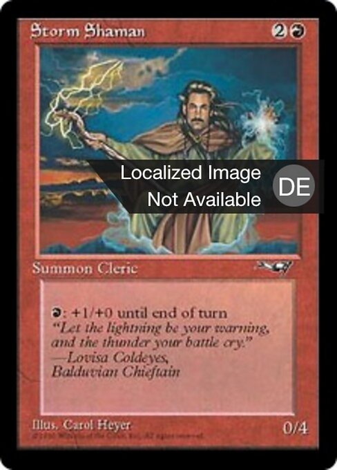 Sturmschamane (Storm Shaman) - Alliances (#81a) - Illustrated by Carol Heyer - Magic: The Gathering Card