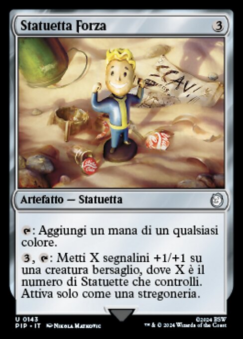 Stärke-Wackelpuppe (Strength Bobblehead) - Fallout (#143) - Illustrated by Nikola Matkovic - Magic: The Gathering Card