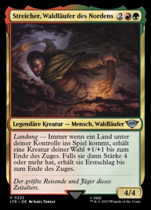 Streicher, Waldläufer des Nordens (Strider, Ranger of the North) - The Lord of the Rings: Tales of Middle-earth (#232) - Illustrated by Jarel Threat - Magic: The Gathering Card