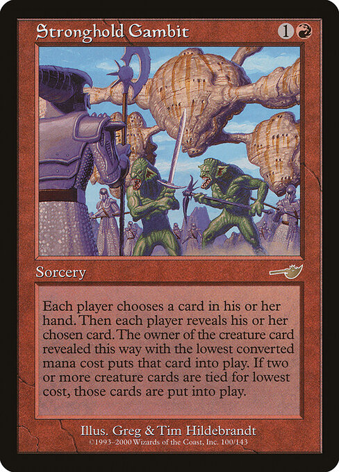 Azzardo della Fortezza (Stronghold Gambit) - Nemesis (#100) - Illustrated by Greg Hildebrandt & Tim Hildebrandt - Magic: The Gathering Card