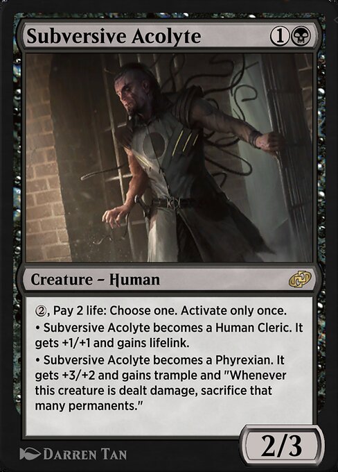 Subversive Acolyte - Jumpstart: Historic Horizons (#19) - Illustrated by Darren Tan - Magic: The Gathering Card